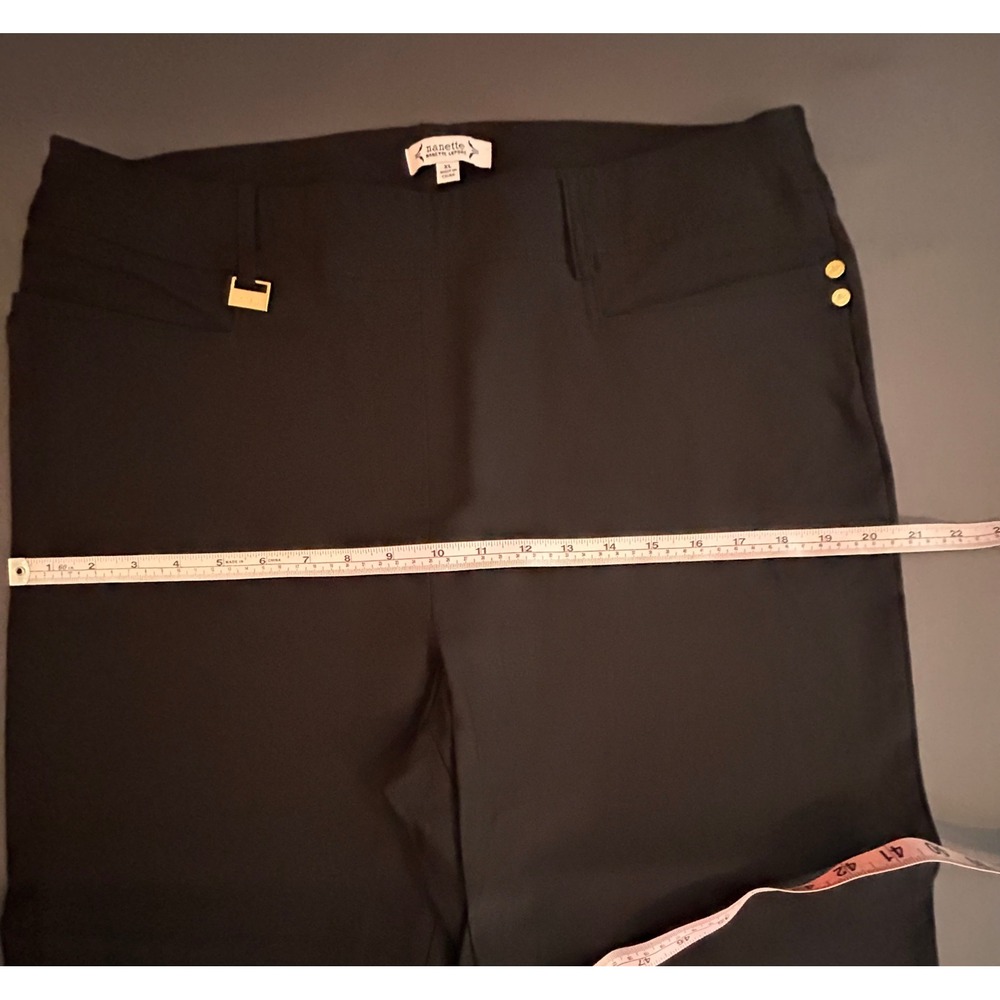 Nanette Lepore Black Gold Hardware Dress Pants XL Stretch‎ Trousers EUC - Picture 6 of 7